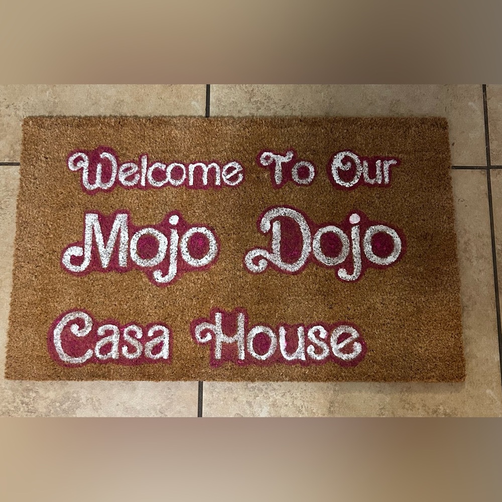Barbie movie themed doormat
